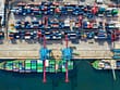birds eye view photo of freight containers