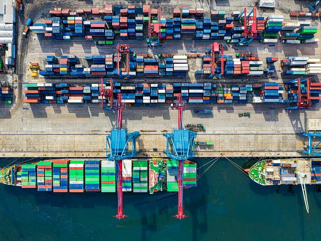 birds eye view photo of freight containers