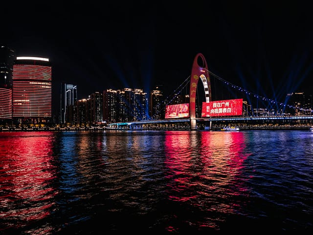 powered on lights on bridge during nighttime